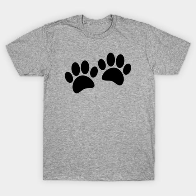 Cute Cartoon Black Puppy Paw Prints T-Shirt by Braznyc